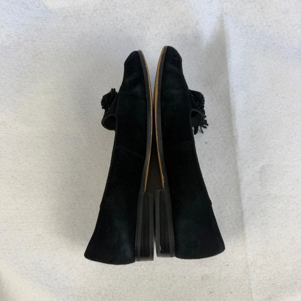 Anne Klein Darcy Black Suede Tassel Loafers Smoking Flats‎ Womens 9.5 Casual